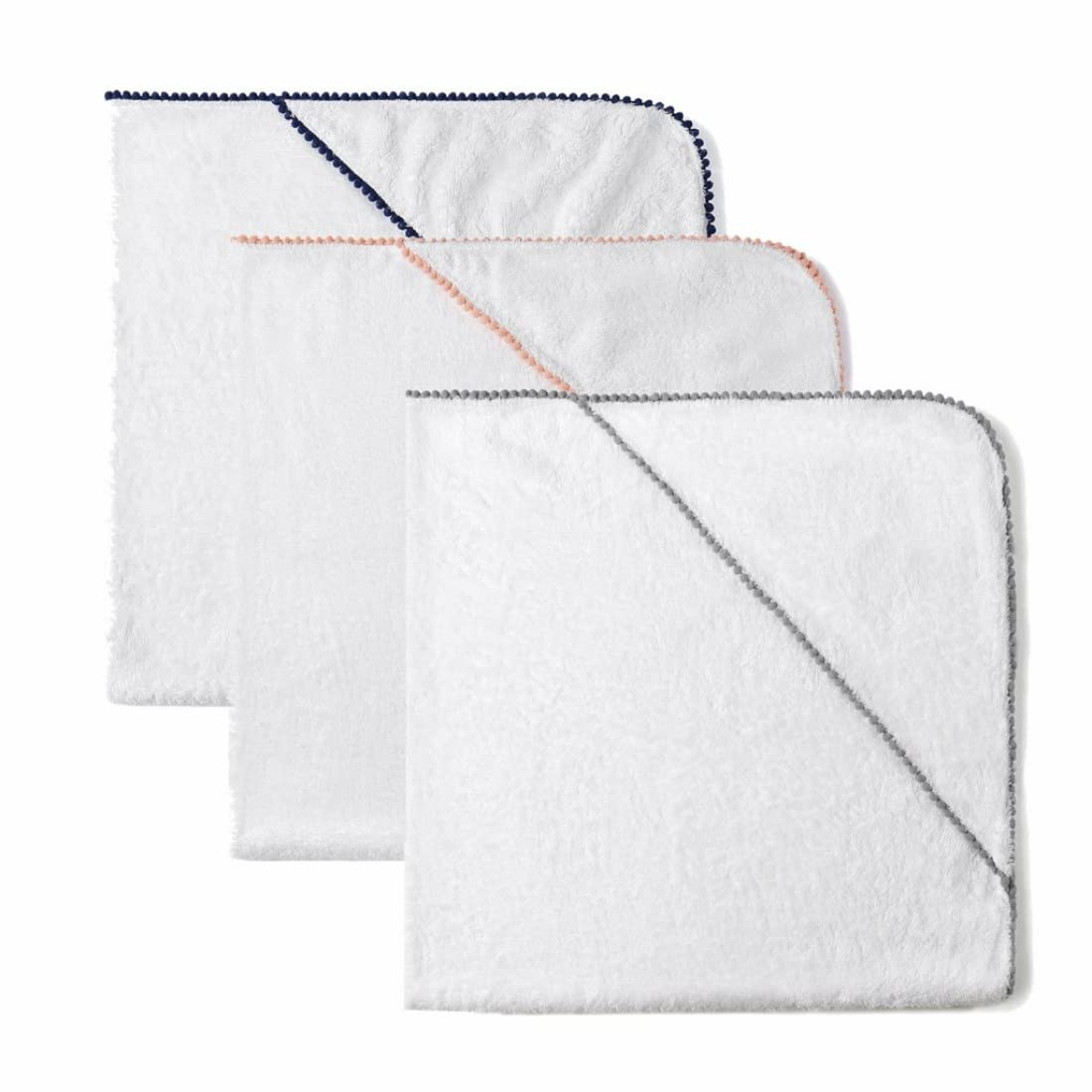 Malabar Baby Luxe Bamboo, Unisex, Baby & Toddler Bath & Beach Towel, Detailed Pom Pom Trim (Grey) 3