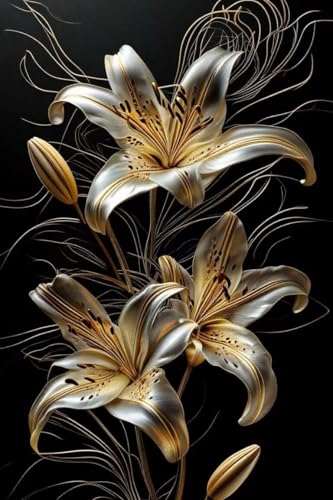 Diamond Painting Fleurs de Lys 5D : kit complet peinture numero adulte loisir créatif salon