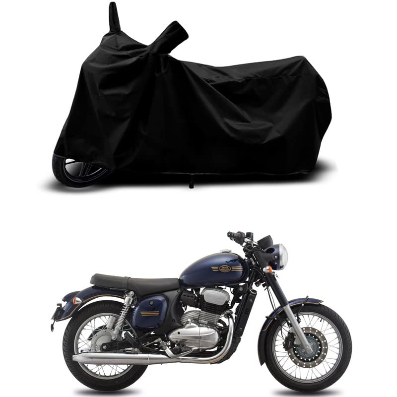 Image of 100% Scratchproof /UV-Rays /Heat Protection /Birds Dropping /Water Resistant /Dust Proof /Waterproof /Bike Scooty Two Wheeler Body Cover Compatible for Jawa Forty Two Nebula All Varients[Black]