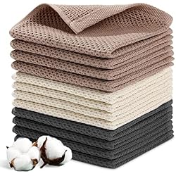 YUTUY Paños de Cocina, 12pcs, Trapos 100% Algodón, Suaves y Duraderos con Fuerte Absorción de Agua, Toallas de té/Toallas de Limpieza/Picnic Llevar (34 * 34cm)