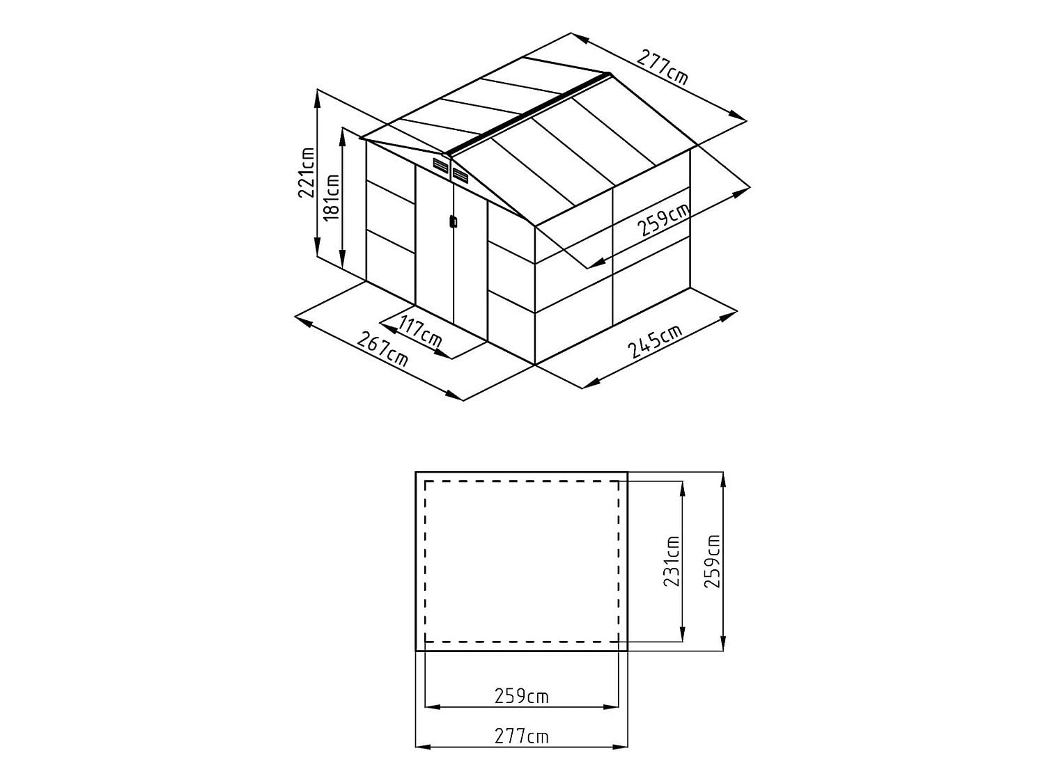 Venta-Unica - Caseta de jardÌn Metal de Acero galvanizado Efecto Madera Gris 7,17 m≤ - ADELMO