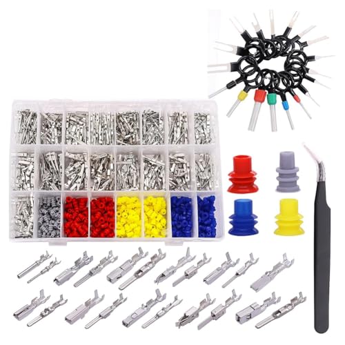 Giyofom 755 Pièces Kit de Connecteur de Broches de Borne de Électrique de Voiture 1/1,5/1,8/2,2/2,8/3,5 mm 21 Broches de Connecteur de Type Terminal Auto