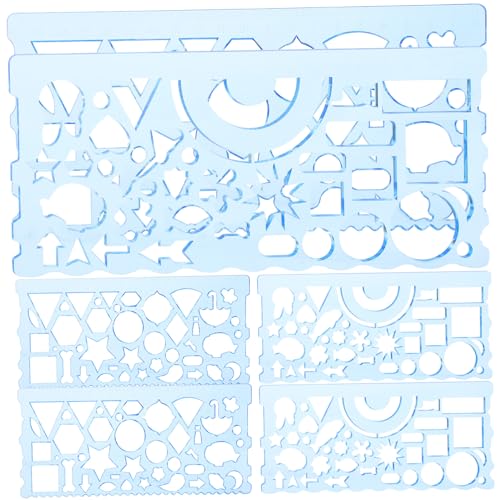 Doitool 6 Piezas Conjunto De Reglas De Dibujo Alumno Multifunción Geométrica Regla De Dibujo Plantillas Suministros De Dibujo De Regla De Estudiante Páginas Blue