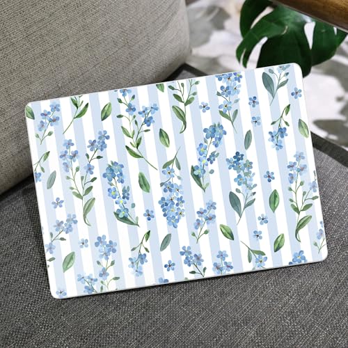 Image of MEEgoodo Case for M5 MacBook Pro 16 inch Case 2026 2024 2023 2021 with M5 M4 M3 M2 M1 Pro /Max Chip, Fit Model A3429 /A3428 /A3403 /A3186 /A2991 /A2780 /A2485, Blue Watercolor Flowers&Stripes