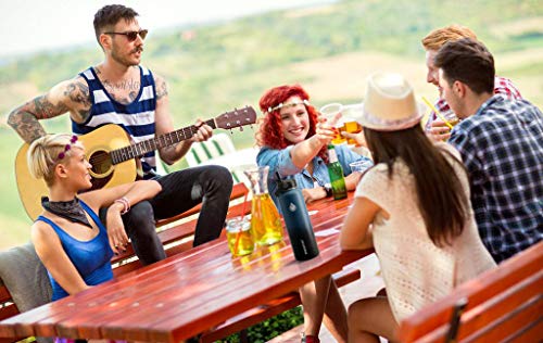 Sendestar Water Bottle 32Oz Double Wall Vacuum Insulated Leak Proof Stainless Steel Sports Water Bottle—Wide Mouth With New Flex Straw Lid & Spout Lid (Deep Blue&Black) #TOP6