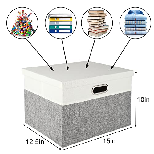 Vextronic File Organizer Box, Collapsible Filing Box, Portable Hanging File Storage Boxes With Lid & Handle, Decorative Document Organizer Box For Letter File Folder For Home Office (Set Of 2) #TOP5