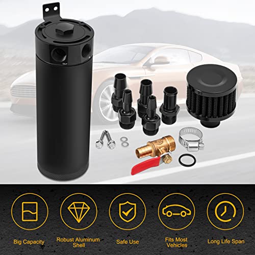 Temsone YX1015 Universal 2 Port Aluminum 750Ml Baffled Oil Catch Can Reservoir Tank thumb #1