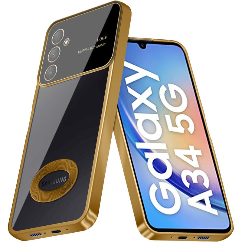 Mr. Case Transparent CD Chrome Back Cover Case for Samsung A34 5G | 360 Degree Protection with Camera Lens Protector - Gold (B0CLVKJHD6) Amazon Price History, Amazon Price Tracker