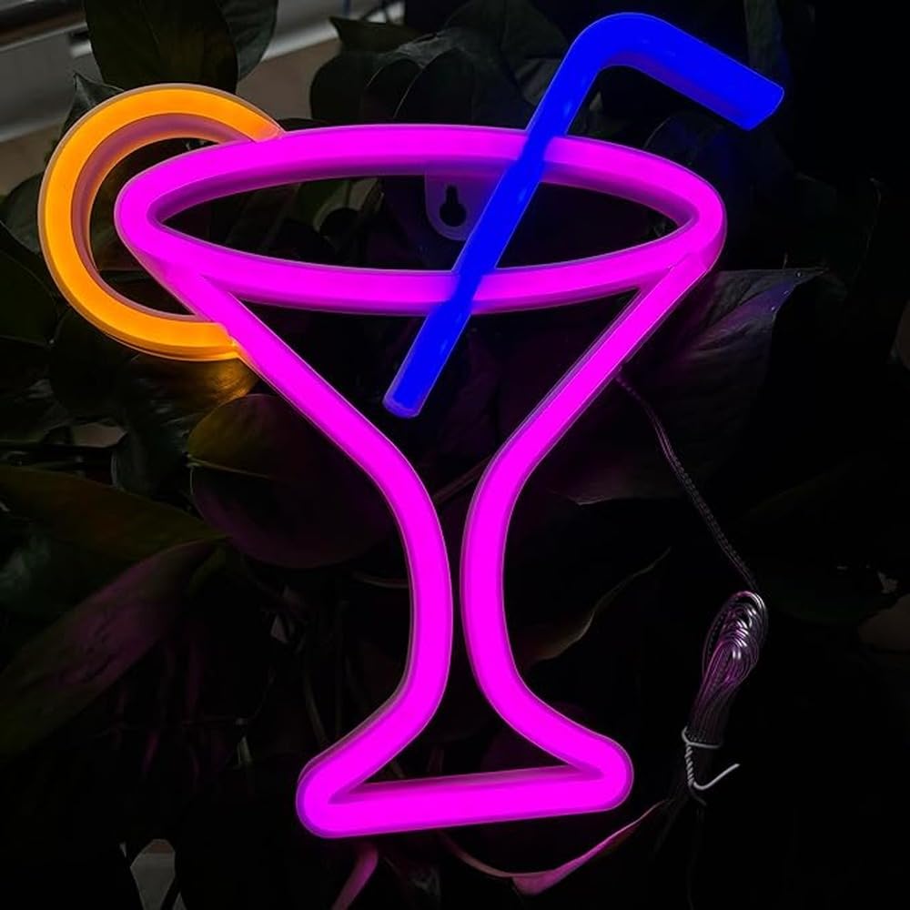 PUXZYAX Bar Sign Happy Hour Sign Neon Light Experience Vibrant Cocktails