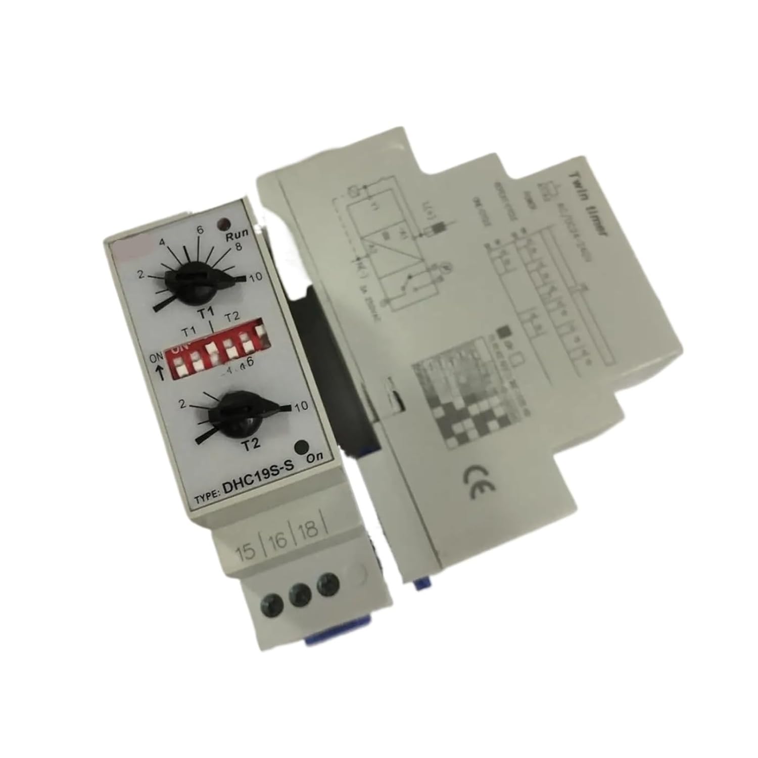 RBFRZGSU 1pcs Double Set Repeat Cycle DIN Rail Mouting Time Relay AC/DC24-240V Input Timer DHC19S-S
