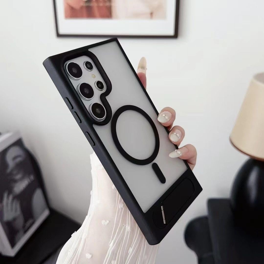 Magnetic Case Designed for Samsung Galaxy S25 Ultra [Compatible with MagSafe] [Adjustable Stand & Kickstand] Phone Cover for Samsung S25 Ultra,Translucent Black - Image 3