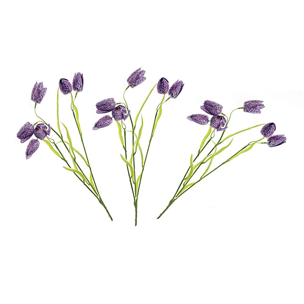 Floristrywarehouse Purple Bundle Of 3 Artificial Fritillaria Or Snakes Head Fritillary Stems 63Cm