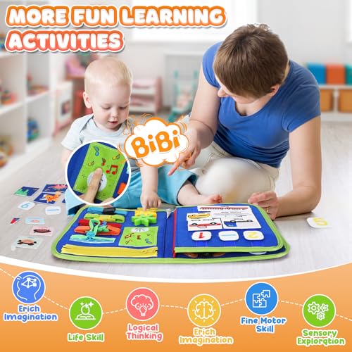Image of URMYWO Toddler Busy Board - Busy Book Montessori Toys Ages 3 and up - Preschool Learning Activities with Alphabet Number Animal, Educational Travel Toys Birthday Gifts for Kids