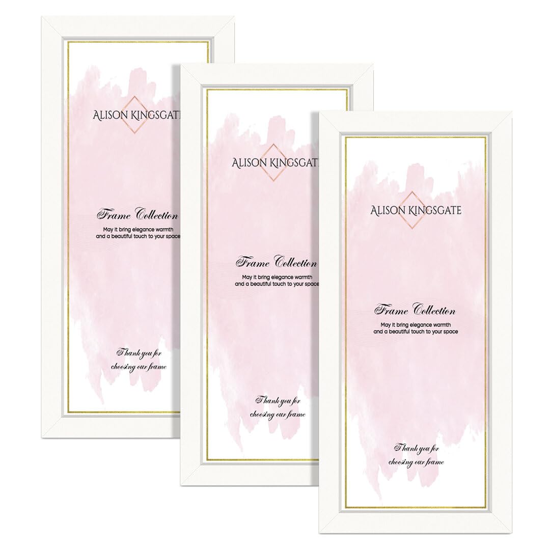 Alison Kingsgate 16X8 White Modern Photo Frames Pack of 3 - Engineered Wood Picture Frame with Perspex Front - Ideal for Certificates - Wall Mount or Tabletop - Multiple Sizes & Colors — image 1
