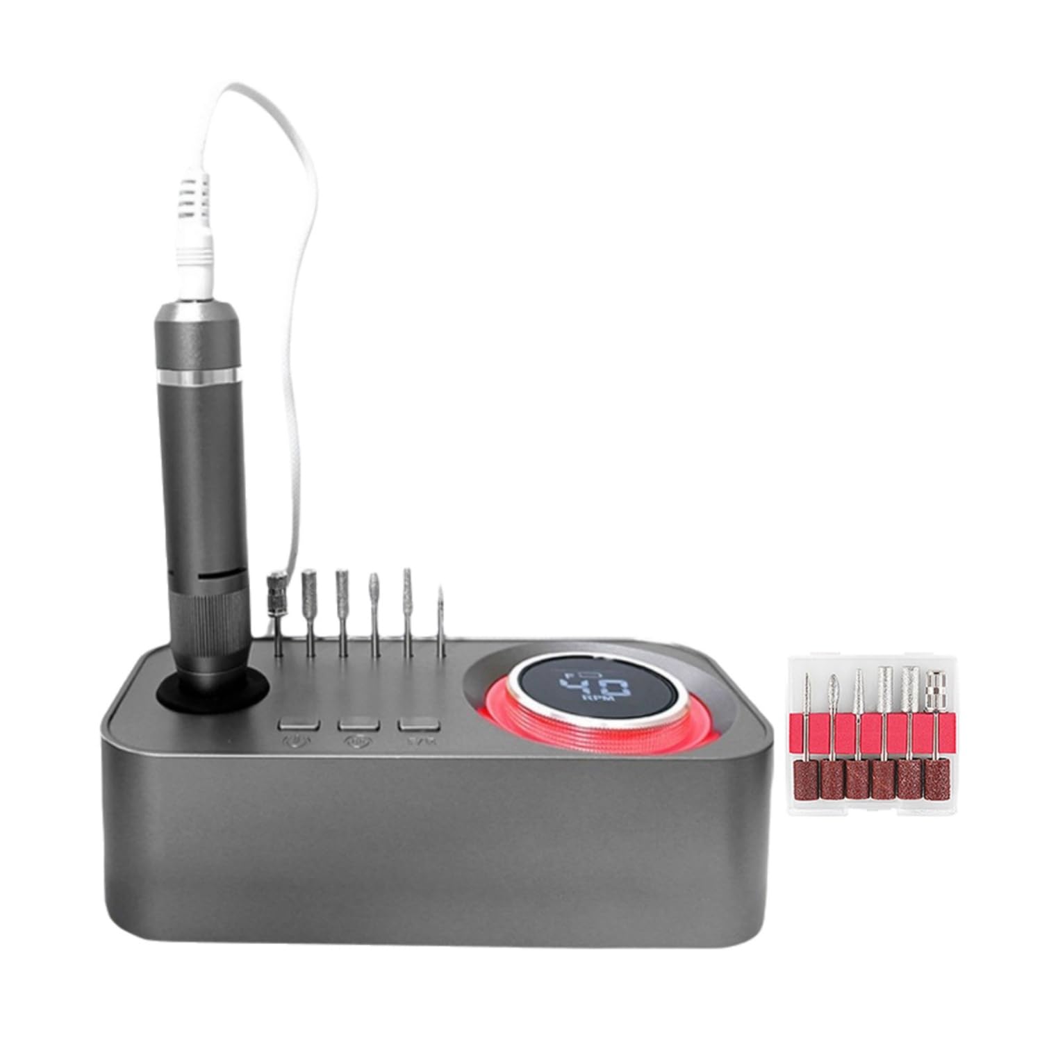 Professionelle Wiederaufladbare Elektrische Nagelfeile für gelnägel, 40000 RPM Nagelfräser Kabellos mit Bits & Speicher für Acrylnägel Gel Polieren Entfernen, Zuhause Salon