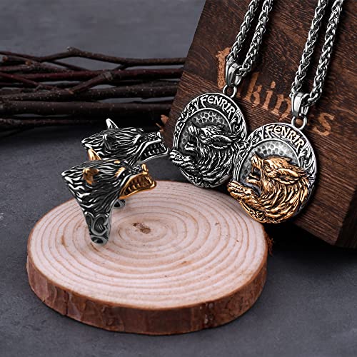 Miyu Stainless Steel Vintage Vikings Fenrir Wolf Head Necklace Men Nordic Wolf Head Amulet Biker Pendant Viking Wolf Jewelry Gift #TOP4