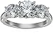 Platinum-Plated Sterling Silver Swarovski Zirconia 4cttw Round 3 Stone Anniversary Ring