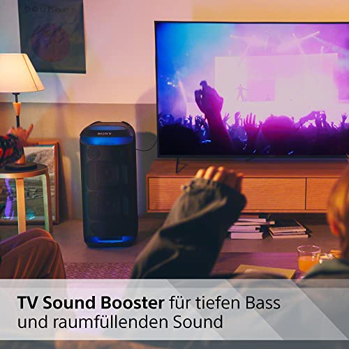 Sony SRS-XV800 - Bluetooth, Party Box Lautsprecher, Kraftvoller 360° Sound, tragbar, 5 Front-/2 Rücklautsprecher, MEGA Bass, 25h Akkulaufzeit, LED Licht, IPX4 wasserdicht, Schnellladung – Schwarz – Bild 6