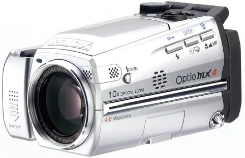 Pentax Optio MX4 digital camera with its LCD screen swiveled upwards