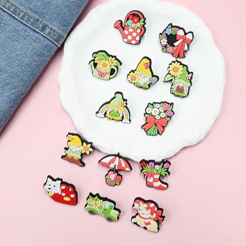 Image of Cute Backpacks Pins Bulk,30 Piece Cute Spring Picnic Lapel Pins DIY Cool Aesthetic Camping Brooch Red Pin Badges Set Anime Green Gnome Button Pin for Backpacks Girl Cloths Hats Decor Accessories gift