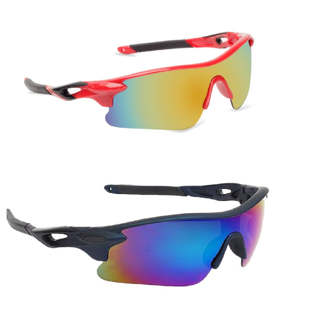 UZAK Boys Sports Sunglasses9Pack of 2 Light Weight/Cricket/U V Protection/Riding/Cycling/Multi colored/Cricket Goggle(Unisex)-image-38
