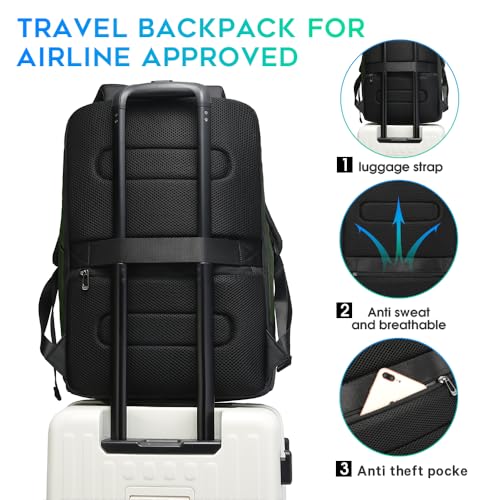 Image of BANGE Business Commute Backpack Waterproof fit 15.6 Inch adopt in Commute,Travel Durable Backpack (Green)