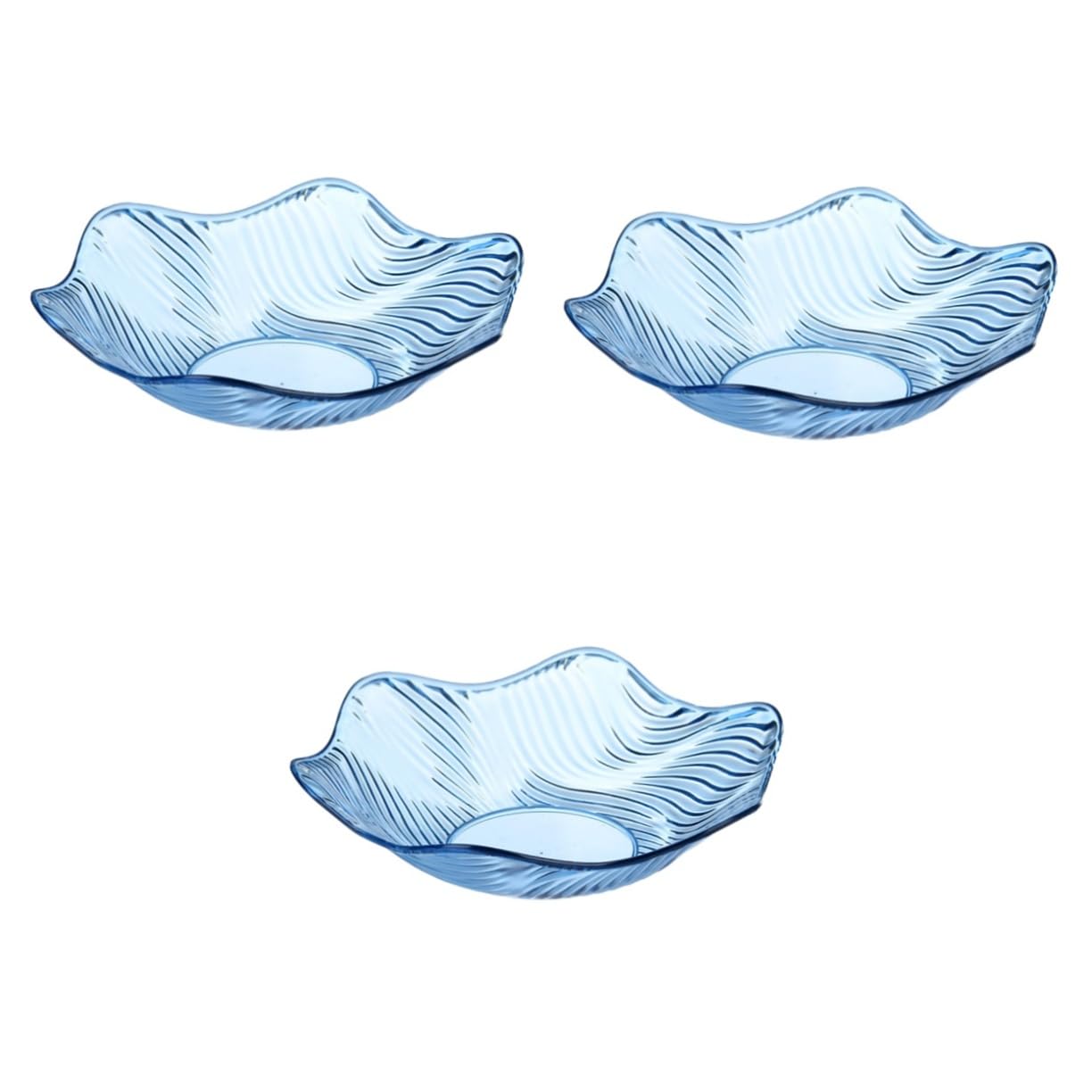 BESTonZON 3pcs Clear Plastic Tray Decorative Plastic Plates Clear Plastic Sheets Crystal Big Bowl Vegetable Tray Platter Appetizer Serving Platter Blue Plastic Fruit Plate Plastic Salad Bowl
