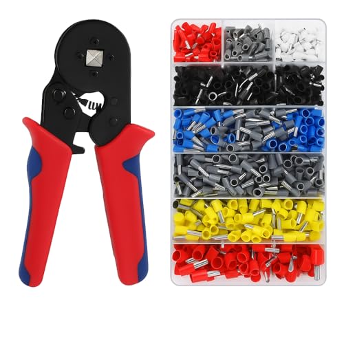 Alicate de Crimpar Terminal Tubular com Kit 1200 Terminais Ferram...