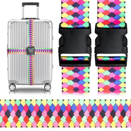Image of Gutsdoor Colorful 2 Pack Luggage Straps for Suitcases Travel Belt Connector Holds Suitcase Add a Bag Premium Accessories Unique Adjustable Strap