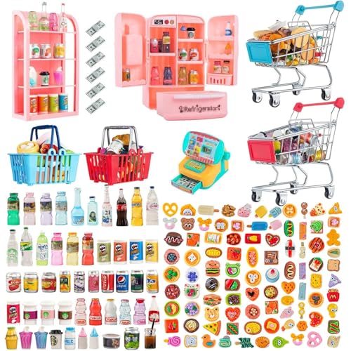 164Pcs Mini Shopping Cart & Supermarket Set