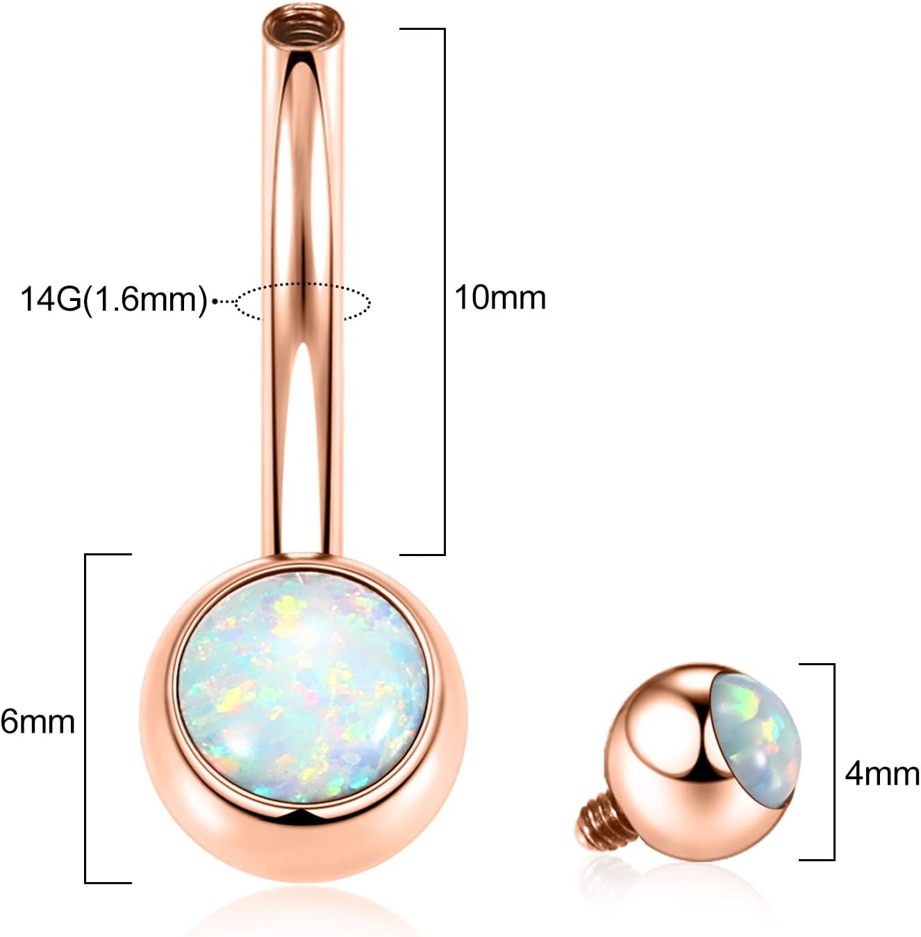 FUNLMO 14G Belly Button Ring Titanium Belly Button Piercing Belly Ring Floating Navel Piercing Jewelry Navel Ring Internally Threaded Belly Piercing Jewelry 10mm - Image 2