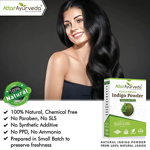 Saheb Attar Ayurveda Indigo Powder para cabello negro 200 gramos miniatura 3