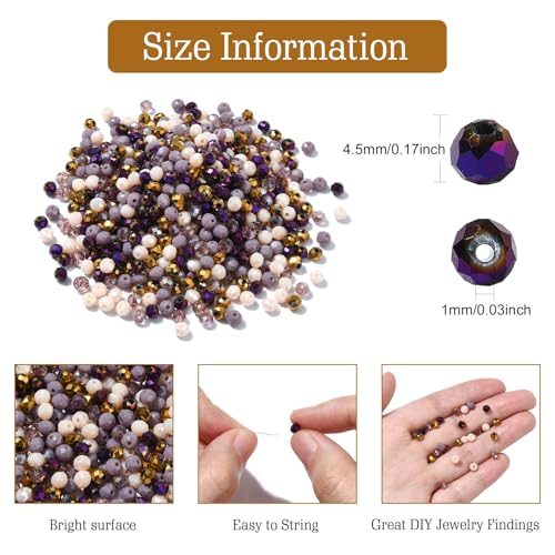 Stiesy 1000pcs/box Glass Faceted Beads Coffee Brown Color 4mm Rondelle Crystal Glass Beads Spacer Loose Beads Bulk Crafting Beads Supplies for DIY Earring Bracelet Necklace Jewellry Making - Image 2