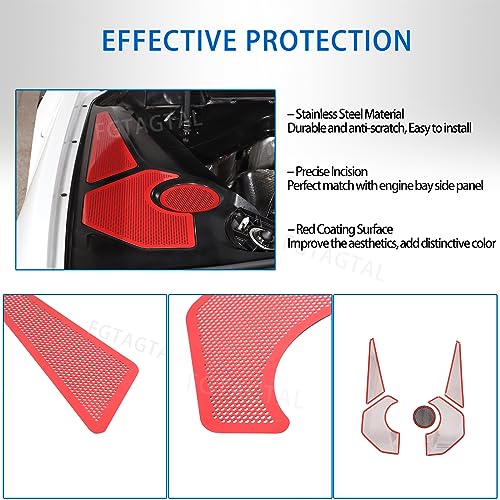 Image of Engine Bay Side Panel Cover Trim Compatible with Chevrolet Corvette C8 2020-2026, Rear Engine Covers, Engine Compartment Side Panel Decoration Accessories 5Pcs (Red)