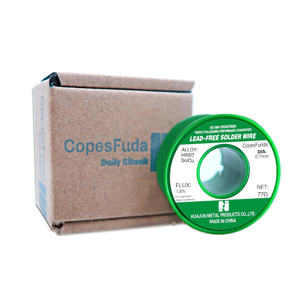 CopesFudaCopesFuda Lead-Free Stainless Steel Solder Wire, 0.7mm Diameter, 77g Spool, Rosin Core, Low Melting Point, for Jewelry, Eyeglasses, Watches Repair and More