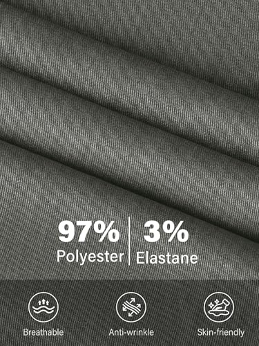 PLEPAN Men's Casual Dress Pants Pleated Baggy Wide Leg Relaxed Fit Slacks Expandable Waist Trousers Dark Gray X-Large