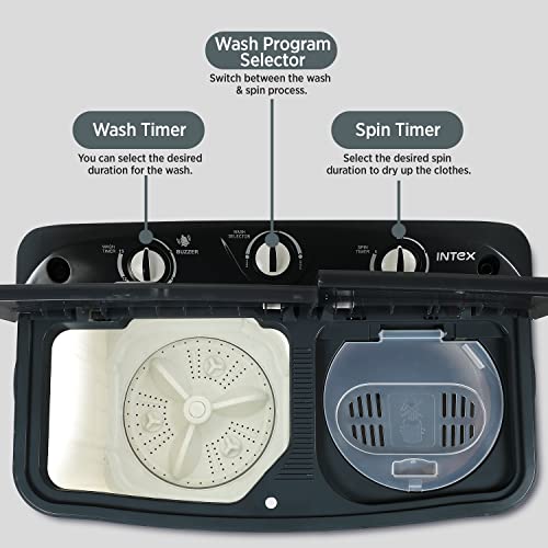 Image of Intex 7.5 KG Semi AutomaticTop Loading Washing Machine (Transparent Lid, Grey and White, SA75GRPT)