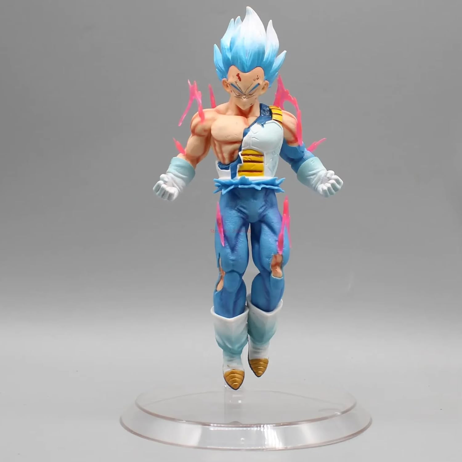 Dragon Ball Super Saiyan Blue Vegeta Battle Damaged Action Figure Toy with Display Stand(Height-20 Cm)-image-30