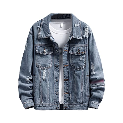 Veste en jean bleu pour homme en coton extensible premium F604