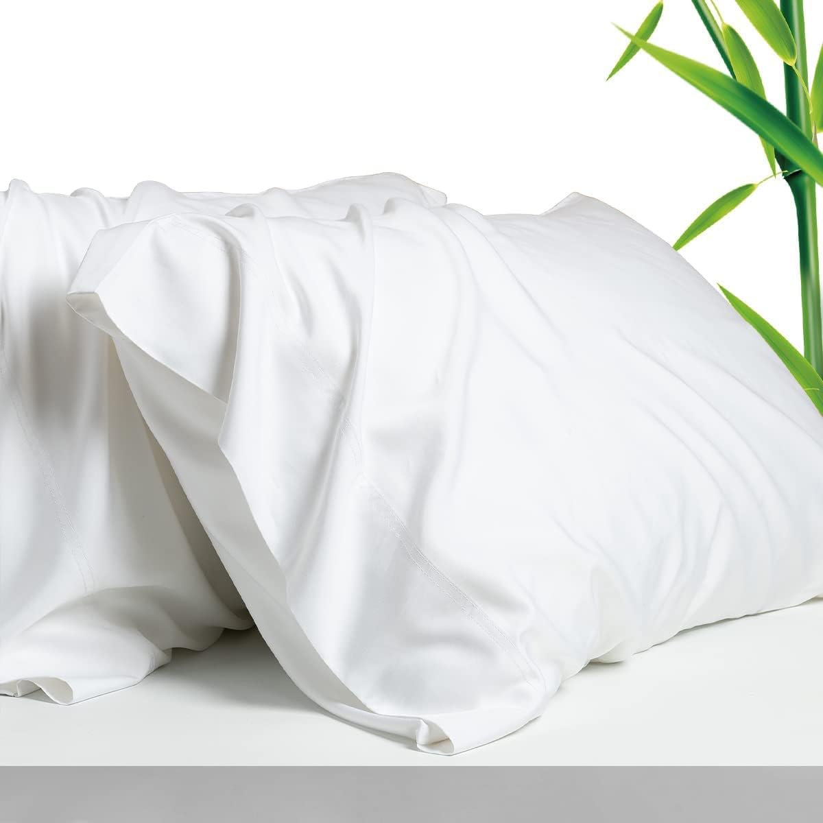 Pillowcase Set of 2 Super King 20x36 Inch 600-TC Sateen Weave 100% Egyptian Cotton Envelope Closure Pillow Cover, Cool & Breathable Bed Pillow Cover, White