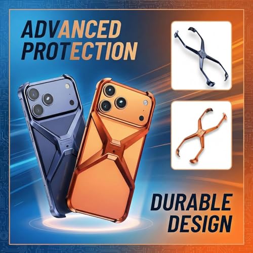 Coque iPhone 17 Pro Max pare-chocs luxe en métal orange chic