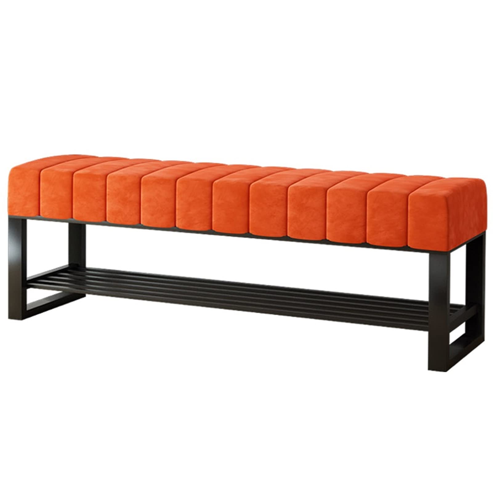 SXZenSpace Shoe Rack Rectangular sofa stool Velvet cushion Changing shoes at home Storage rack Wrought iron frame for Entrance to bedroom living room 80/100/120cm Space Sav(Size:100cm/39.4in,