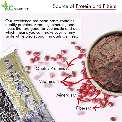 Kc Commerce Sweetened Red Bean Paste - Adzuki Beans, Japanese Mochi Rice Cake Sweets Anko, Mashed Tsubuan, Vegan & Gluten-Free, No Preservative, No-Msg, Non-Gmo, 14.11Oz, (Coarse) Pack Of 3 #TOP4