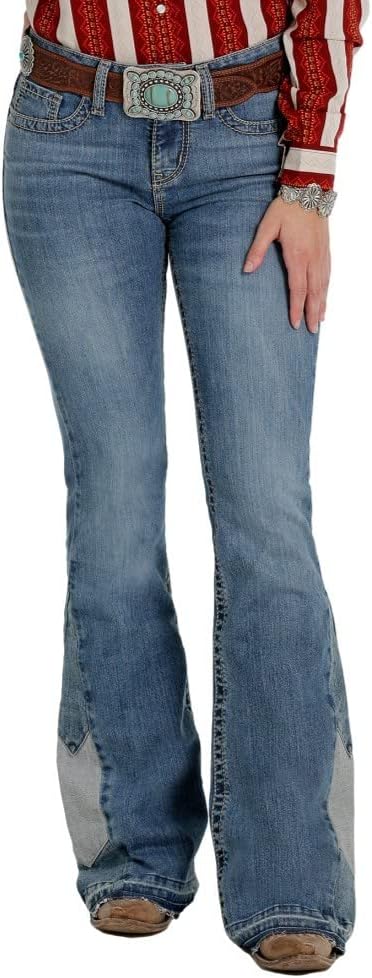 Western Jeans Womens Hannah Piecing Light Wash CB19354071