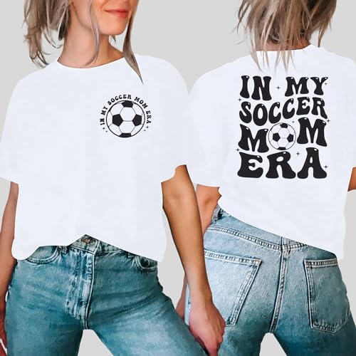 Soccer Mom Shirt Women Soccer Graphic Shirt Funny Ball Mom Life Tee Tops White — view 2