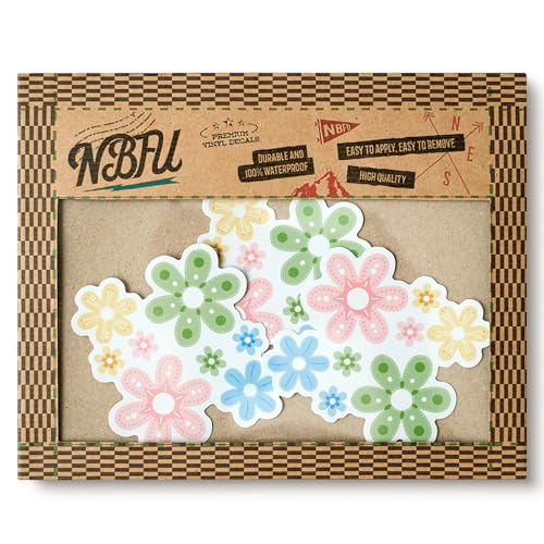 Image of Groovy Daisy Flower (Set of 3) Waterproof Vinyl Die-Cut Sticker 2 inch x 2.1 inch for Laptop Water Bottle Tumbler Phone Case Car Skateboard Wall Bumper Cute Retro Teens Adults Aesthetic Indoor Outdoor Adults