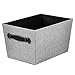 Creative Scents Fabric Decorative Storage Basket (9.75" x 13.75" x 8") Closet Organizer Basket for Shelves with Faux Leather Handles, Sturdy Build, Room & Office Decor (Gray Birch)