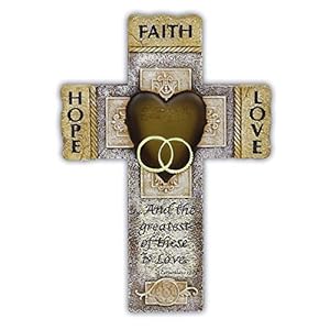 Faith, Hope, and Love Marriage Wall Cross, Wedding, Engagement, and Vow Renewal Couples Gift, Wall Crosses with Bible Verse, 7.25-inch by 10.5-inch, by Abbey & CA Gift