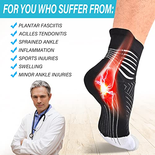 IRAMY Kompressionsstrümpfe Damen Herren Knöchelstütze Laufsocken Kompressionssocken Coolmax Wicklung Kompressionss Sneaker Sportsocken Gepolsterte Plantar Fasciitis Socken Rosa+Lila+Hellblau M