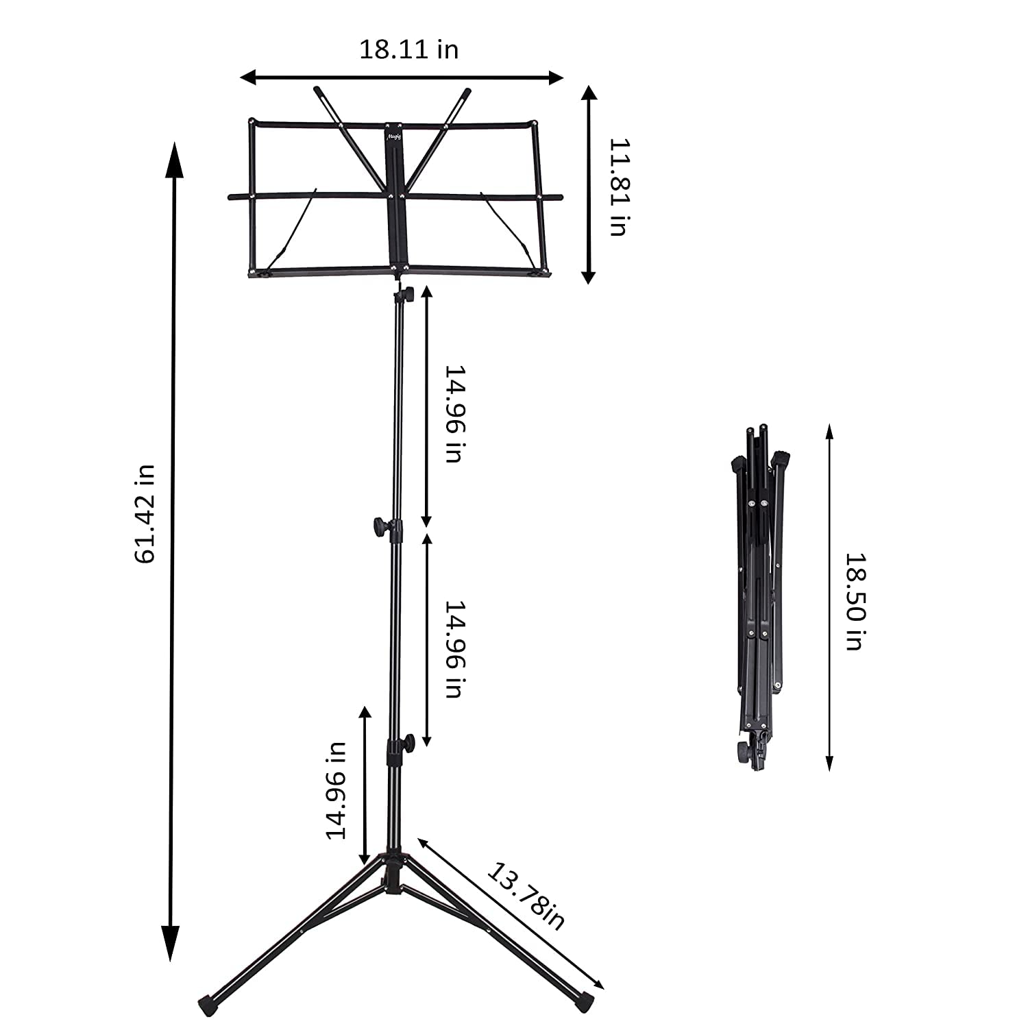 Blueberry R-006 Folding Music Stand/Book Stand Professional Collapsible Orchestra Portable and Light weight Suitable for Instrumental Performance with Carry Bag 1